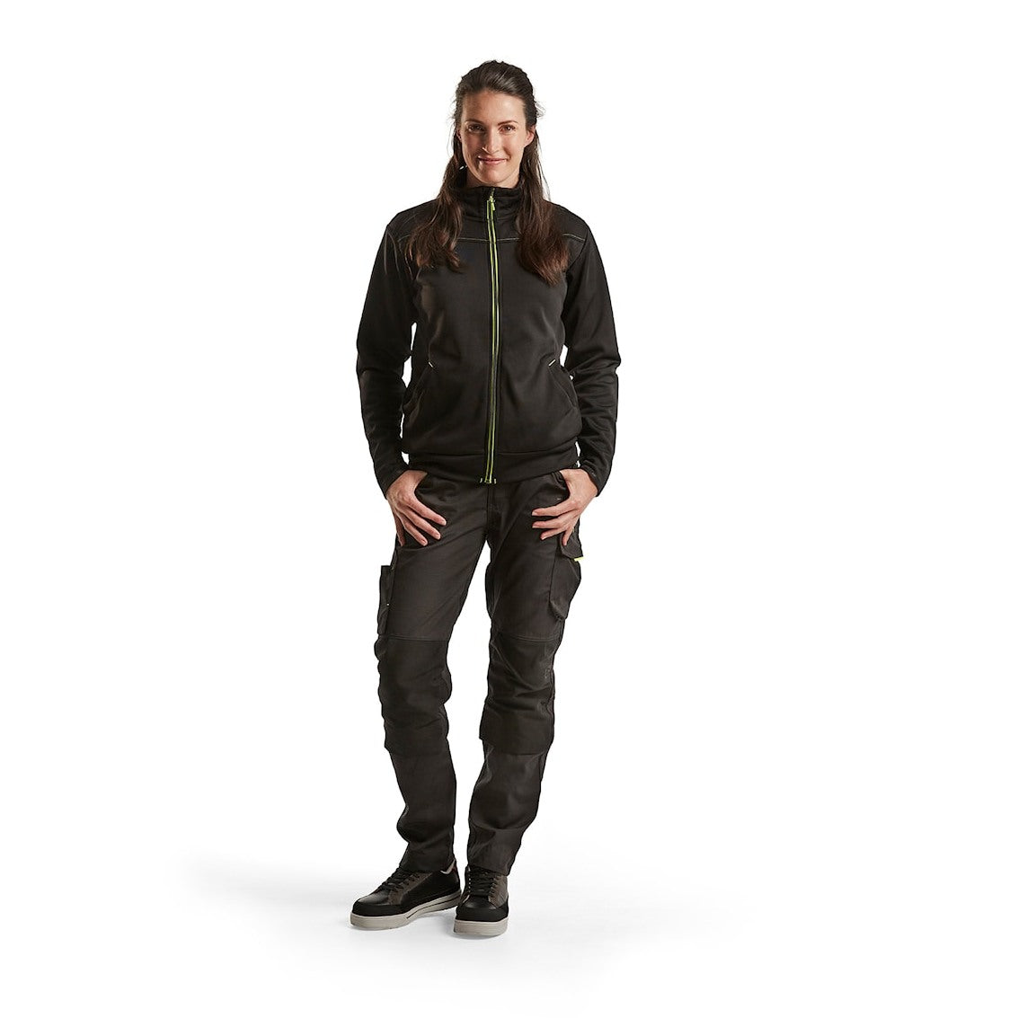 Blaklader Women's Service Trousers with Stretch 7195 #colour_black-hi-vis-yellow
