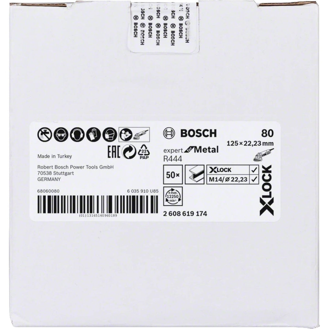 Bosch Professional X-LOCK Fibre Sanding Discs - 125mm G 80 R444 Expert for Metal