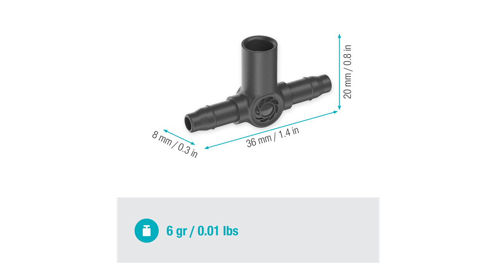 Gardena T-Joint 3/16" with Thread