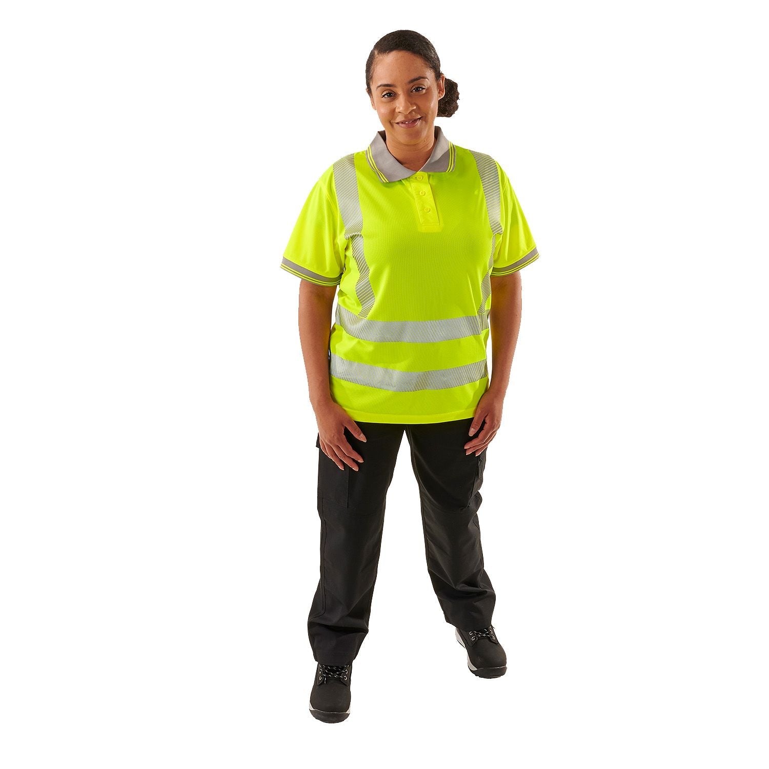 Supertouch Ladies Hi Vis Yellow Savannah Bird Eye Polo