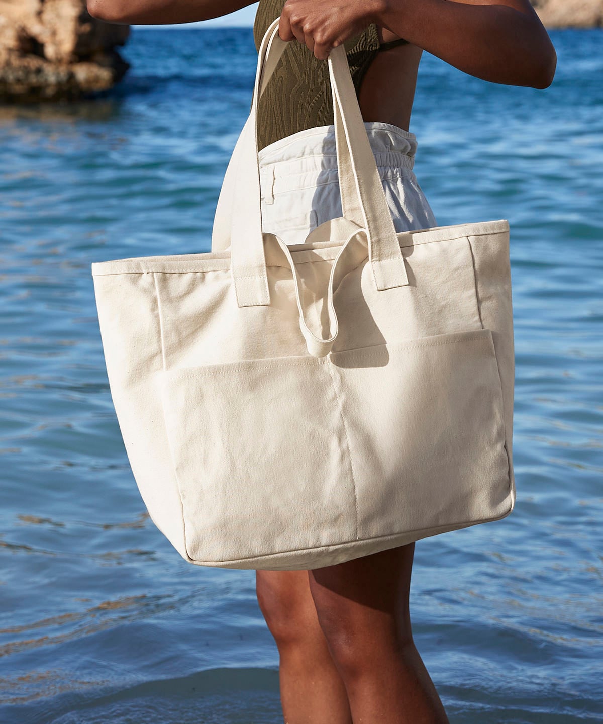 Westford Mill WM604 Double-Handle Cargo Pocket Tote
