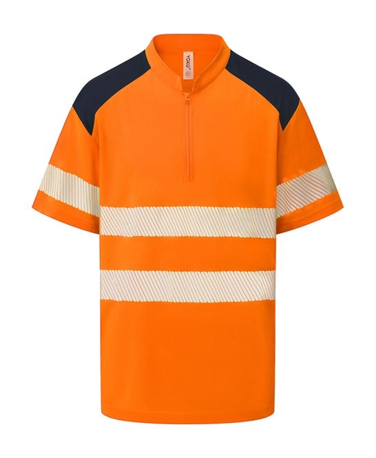 Yoko YK053 Hi-Vis Mandarin Collar Zip Neck Comfort Trim Polo (hvj230)