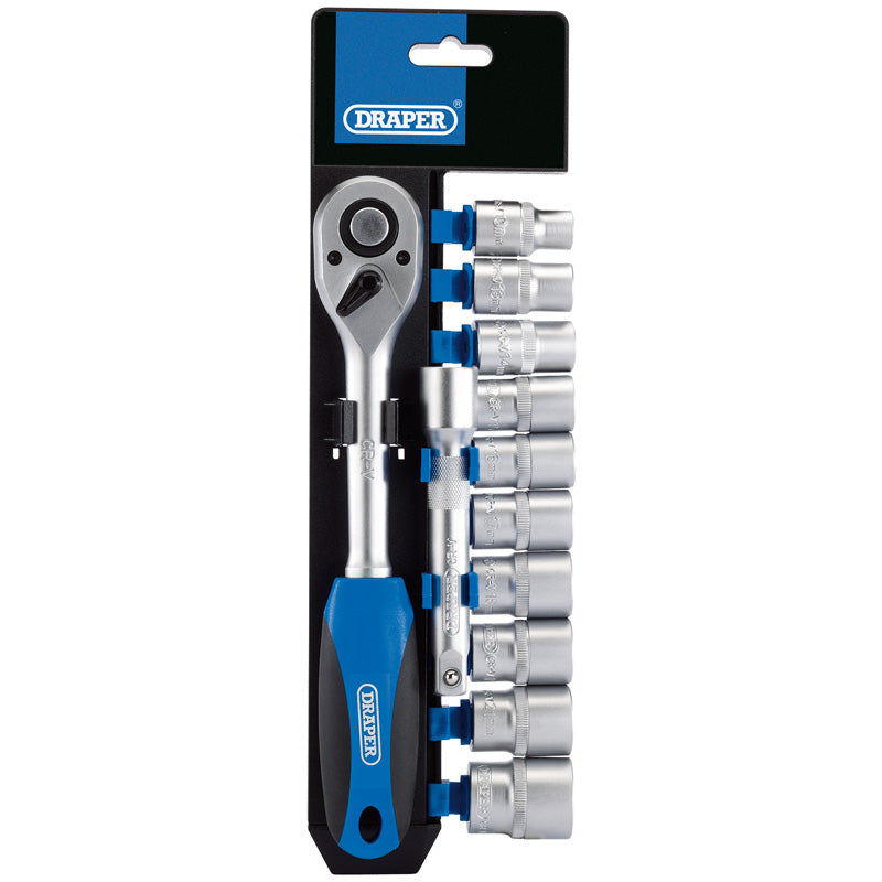 Draper 1/2" Sq. Dr. Metric Socket and Ratchet Set (12 Piece)