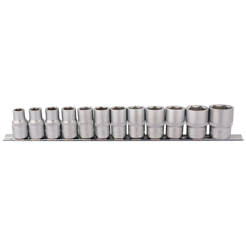 Draper 1/2" Square Drive Socket Set on Metal Rail (12 Piece)