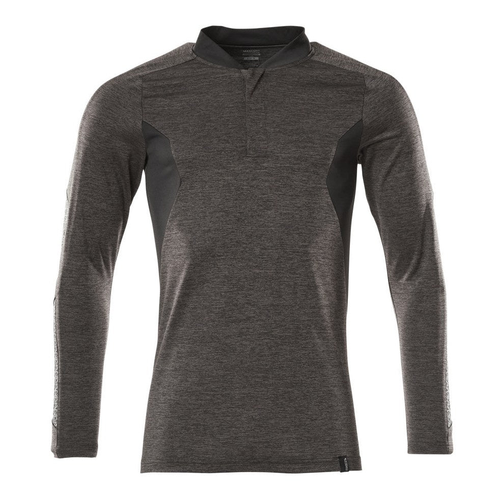 Mascot Accelerate Coolmax Pro Long-Sleeved Polo Shirt #colour_dark-anthracite-black