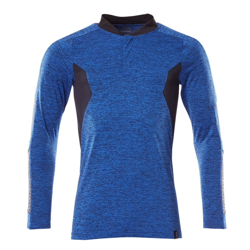Mascot Accelerate Coolmax Pro Long-Sleeved Polo Shirt #colour_azure-blue-dark-navy