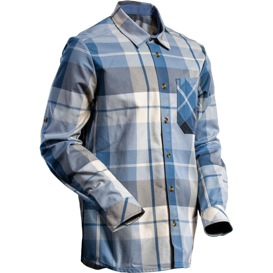 Mascot Customized Checked Flannel Shirt #colour_dark-navy-checked