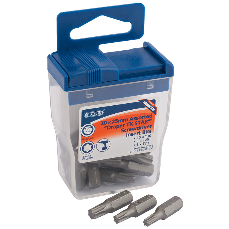 Draper Draper TX-STAR® 25mm Long Insert Bits (20 x Assorted)