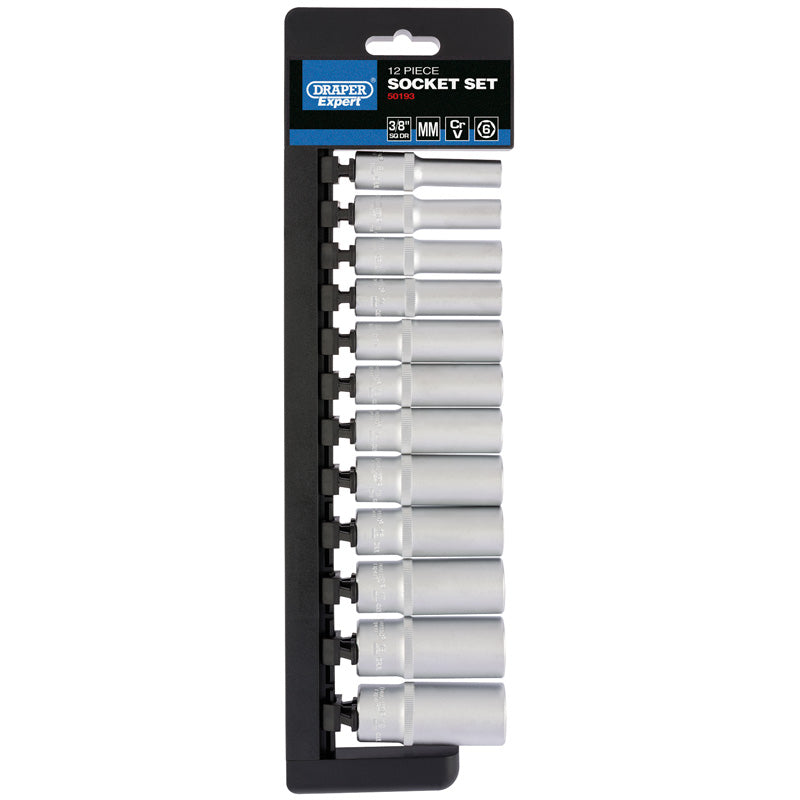 Draper 3/8" Sq. Dr. Metric Deep Socket Set (12 Piece)