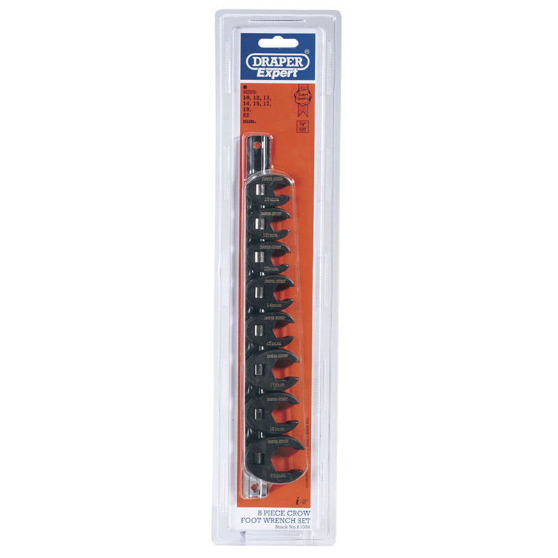 Draper 3/8" Square Drive Crow Foot Spanner Set (8 Piece)