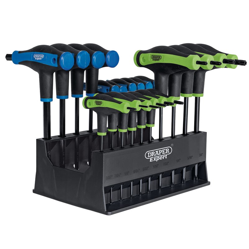 Draper Soft Grip 'T' Handle Hexagon and Tx Star® End Key Set (20 piece)