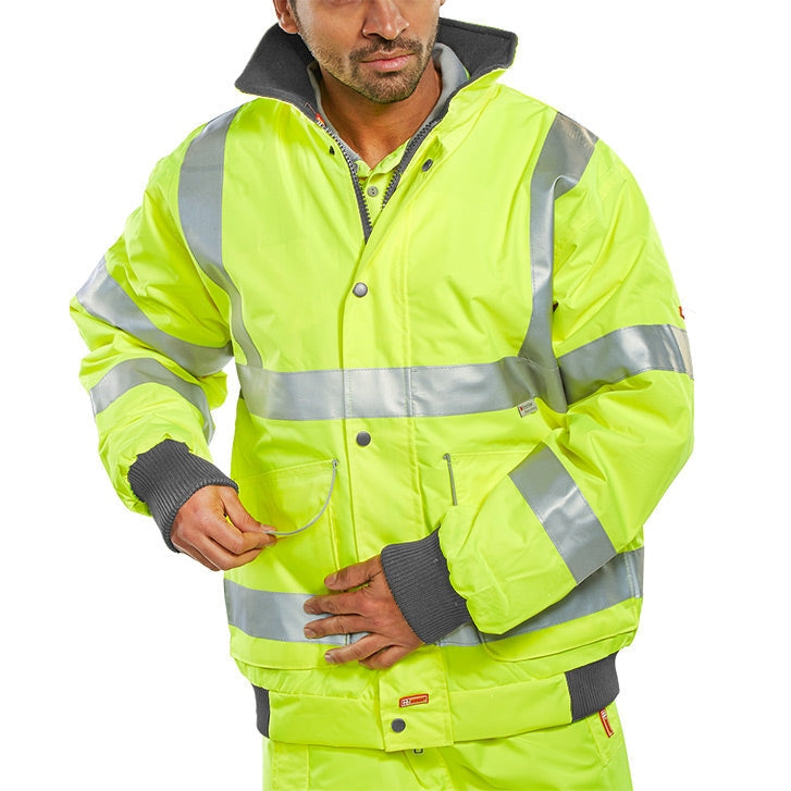 Beeswift Super Bomber Hi-vis Waterproof Jacket Saturn Yellow