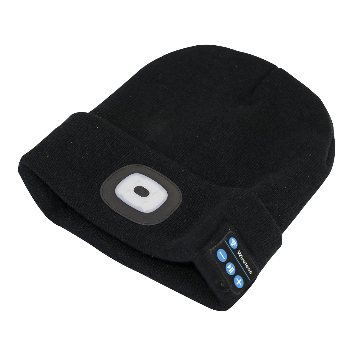 Sealey Beanie Hat 4 SMD LED USB Rechargeable with Wireless Headphones